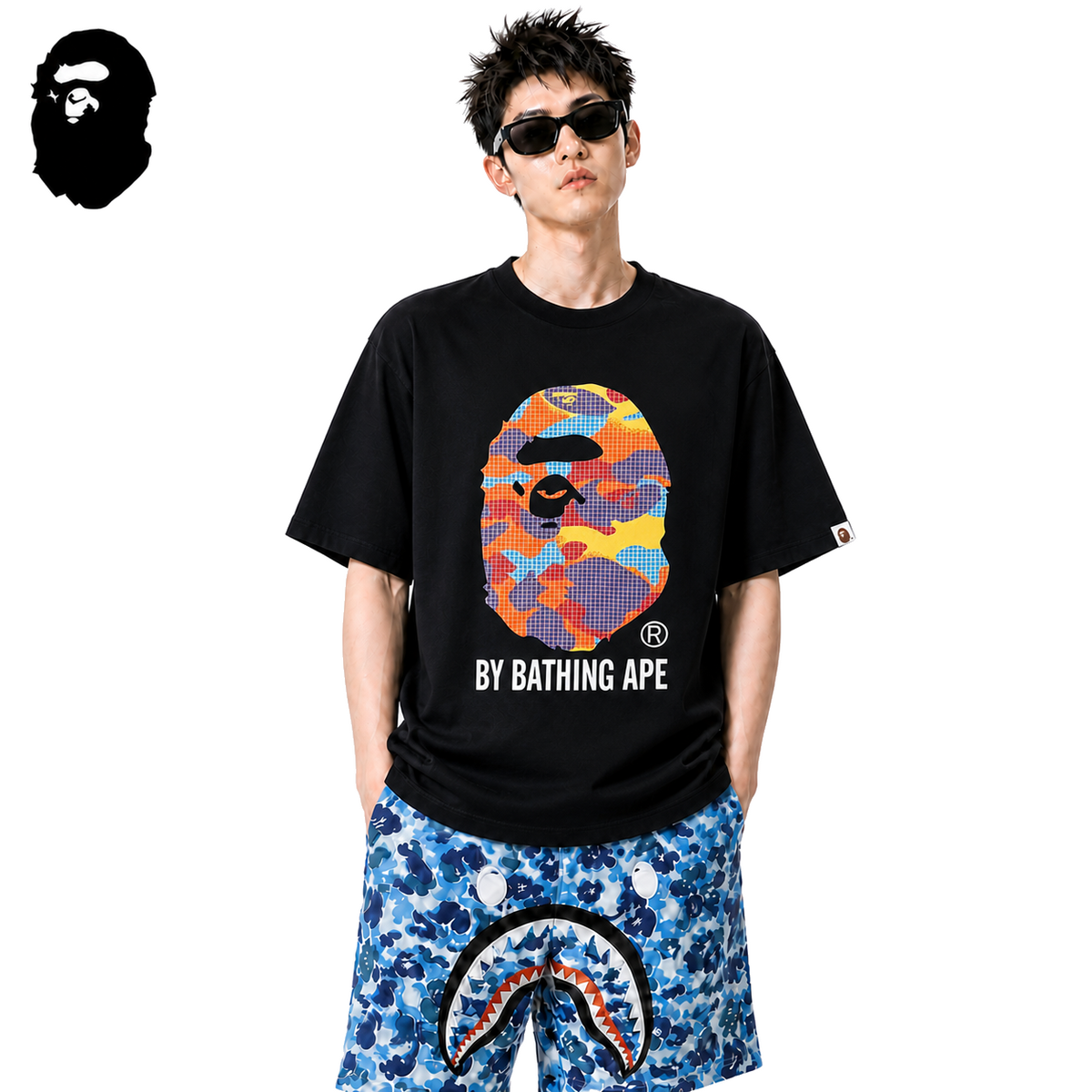 BAPE Mosaic Big Ape Head Men's T-Shirt - Black