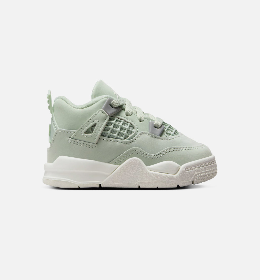 Air Jordan 4 Retro Abundance Infant/Toddler Shoes - Seafoam Sail Metallic Silver