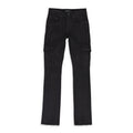 Black P004 Resin Coated Flared Cargo Skinny Jeans