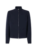 Zegna navy blue wool cotton and silk full zip sweatshirt