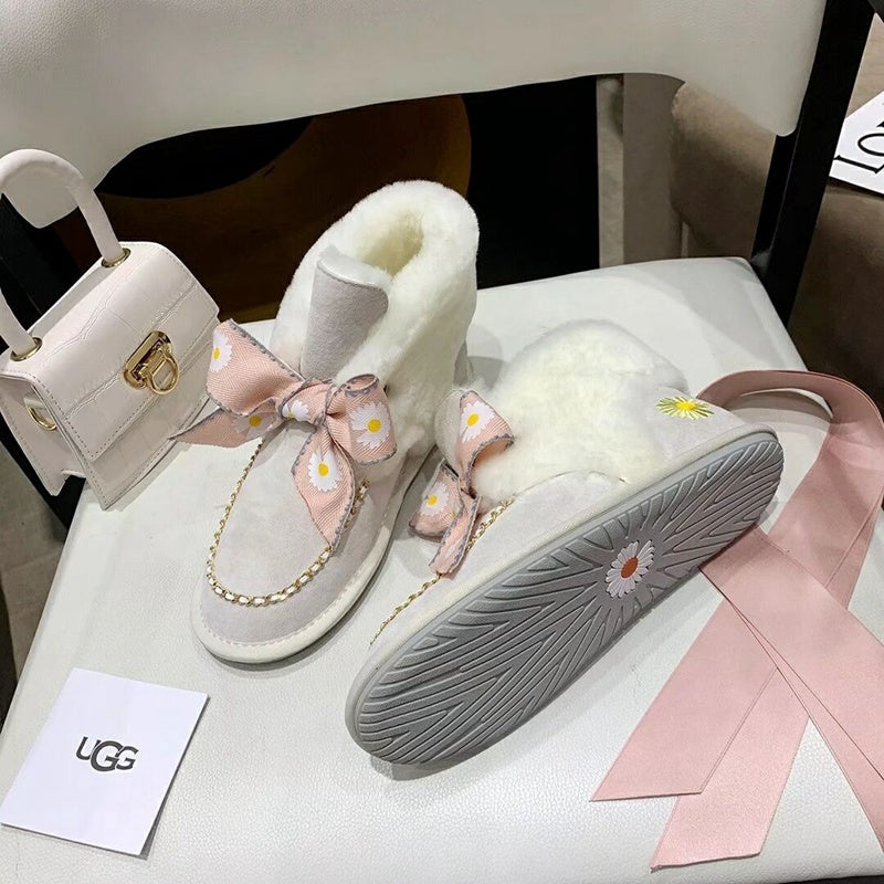 Daisy Chain Ribbon Snow Boot — Milkshake White | New Arrival | In Stock