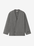 Mouline Wool Relaxed Lapelless Jacket