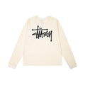 Stussy Cream Signature Script Waffle Knit Long Sleeve Tee