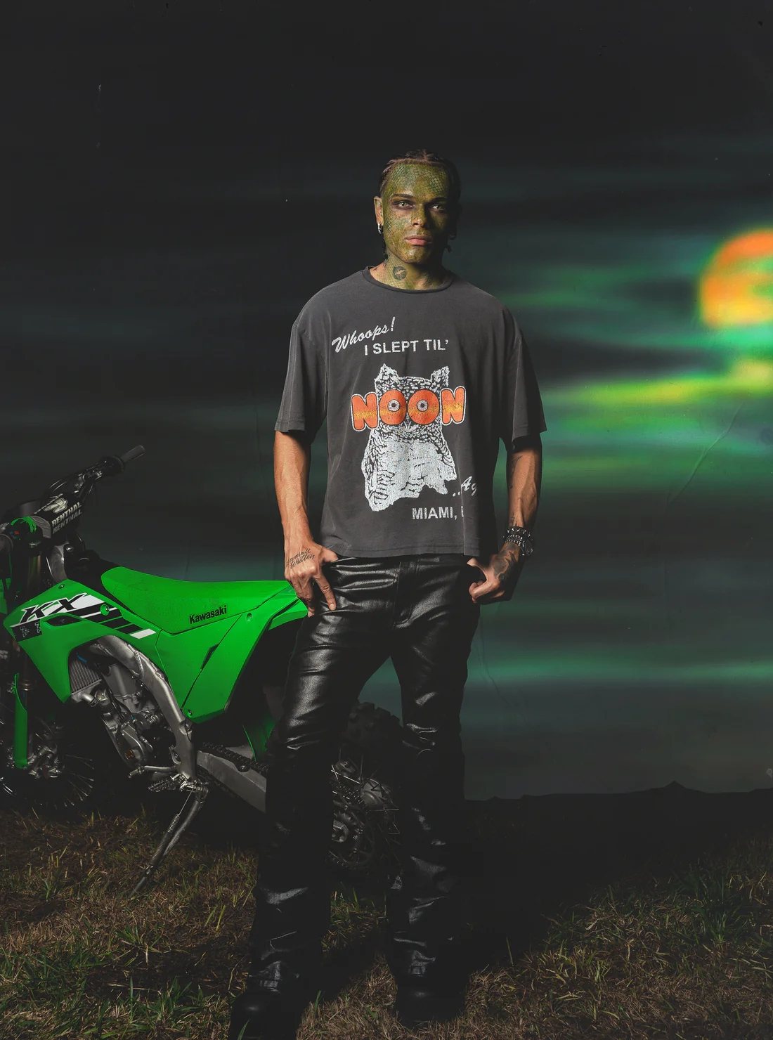 TRIPLE SEVENS Washed Black Front & Back Graphic T-Shirt