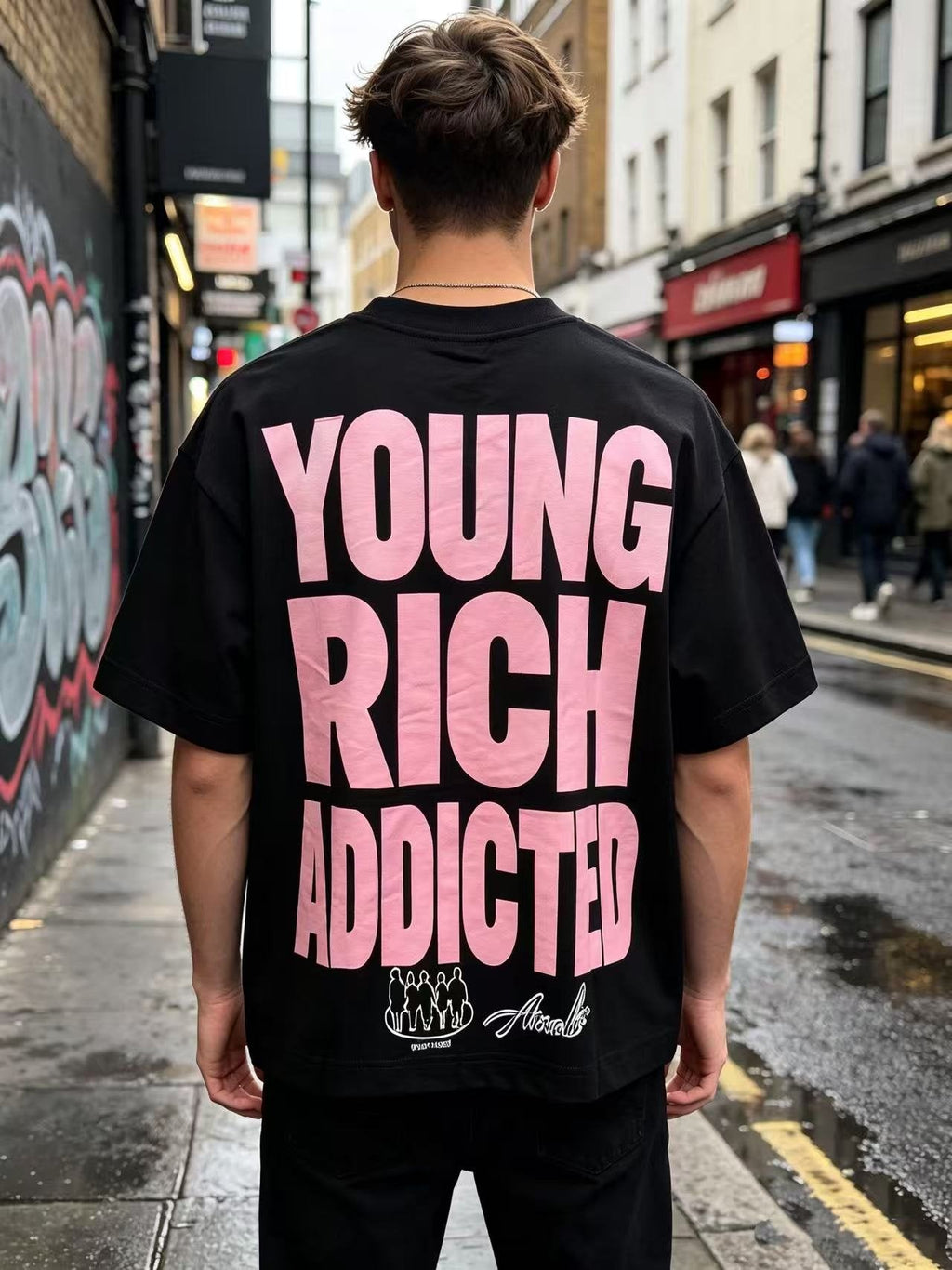 ASAALL Young Rich Addicted Portrait Graphic T-Shirt