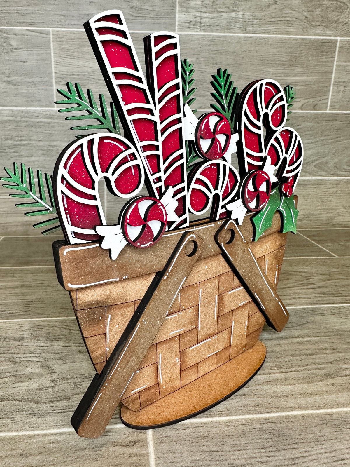 Candy Canes For The Flower Basket Interchangeable File SVG, Holiday, Christmas Tiered Tray, Glowforge, LuckyHeartDesignsCo