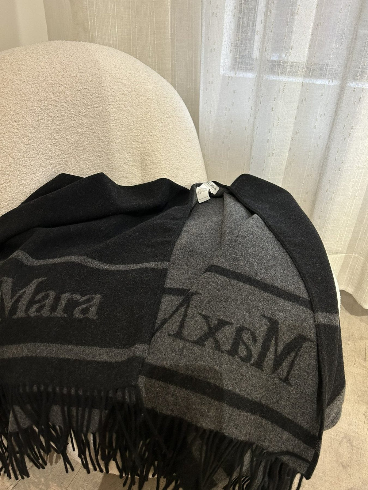 Max Mara Reversible Fringed Wrap Cape