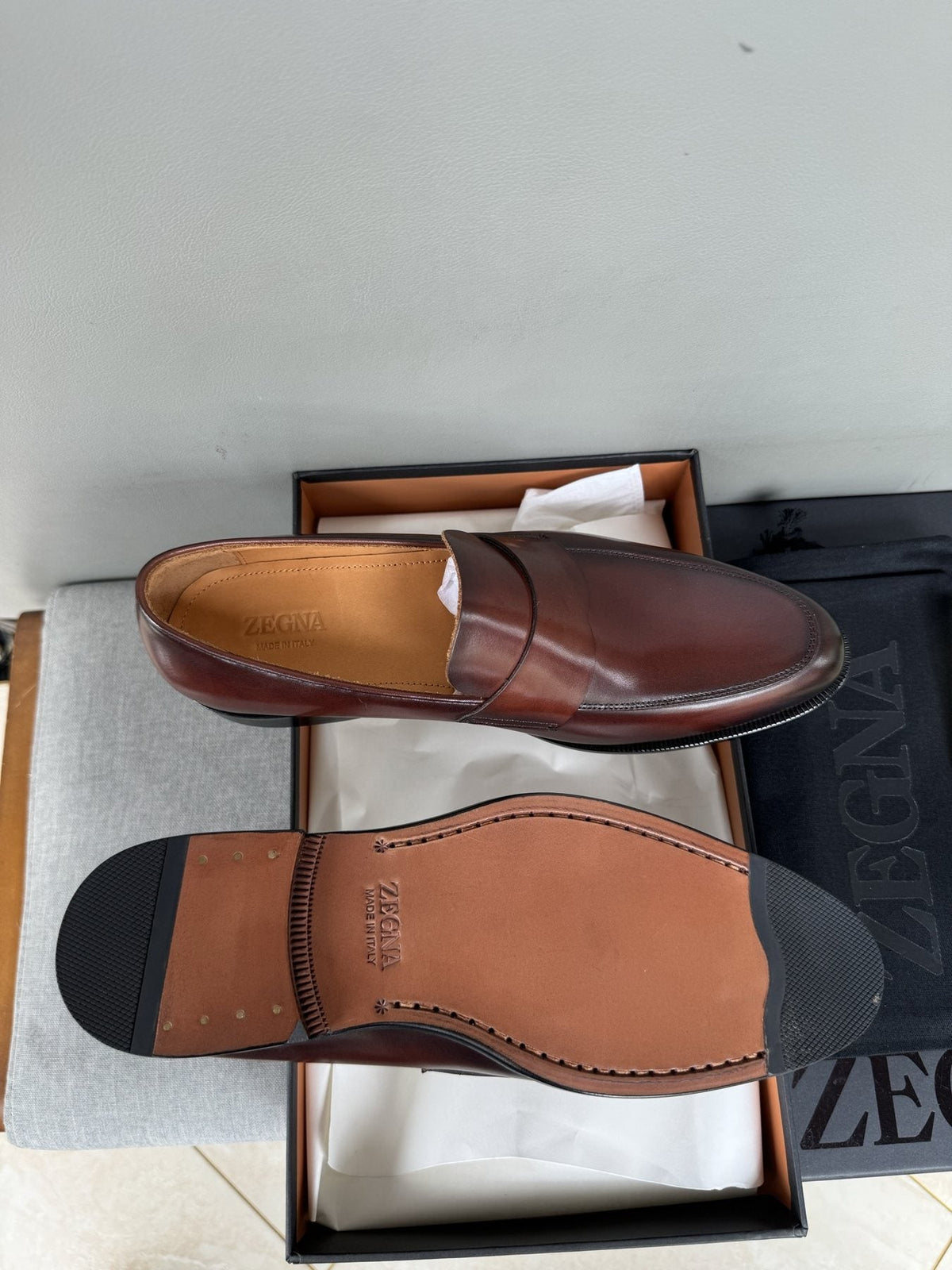 Zegna Men's Dark Brown Penny Loafers