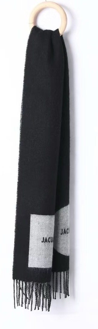 Jacquemus Black and Gray Fringed Scarf