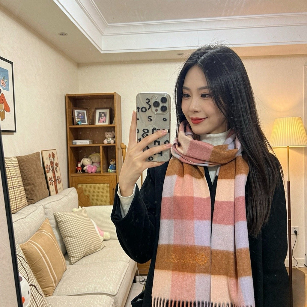 Loro Piana Plaid Fringe Scarf
